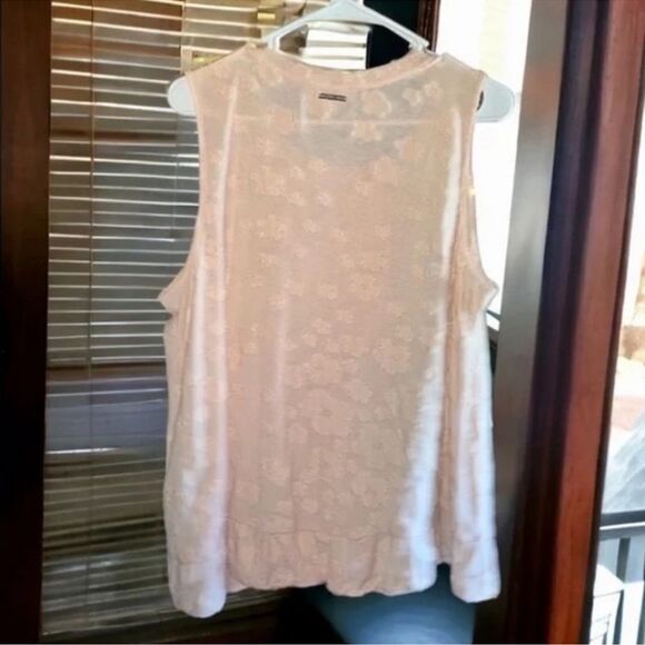 Michael Kors Top Pastel Pink Semi Sheer Textured Floral Cami/Tank Women’s XL EUC - Picture 4 of 16